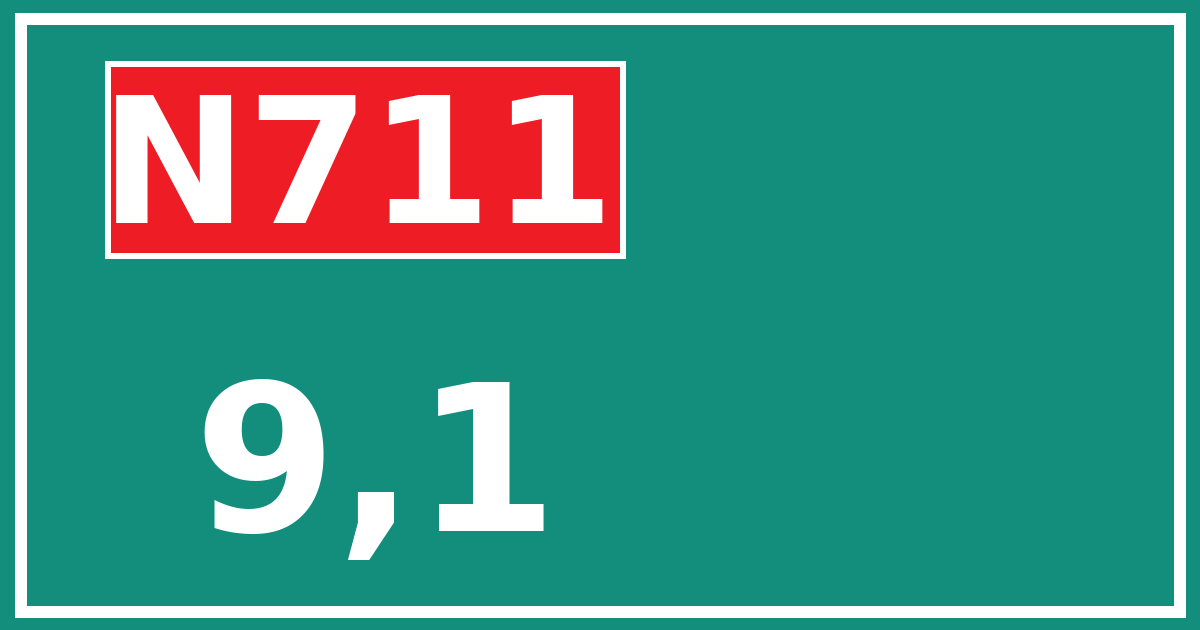 Hectometerbord N711 9,1