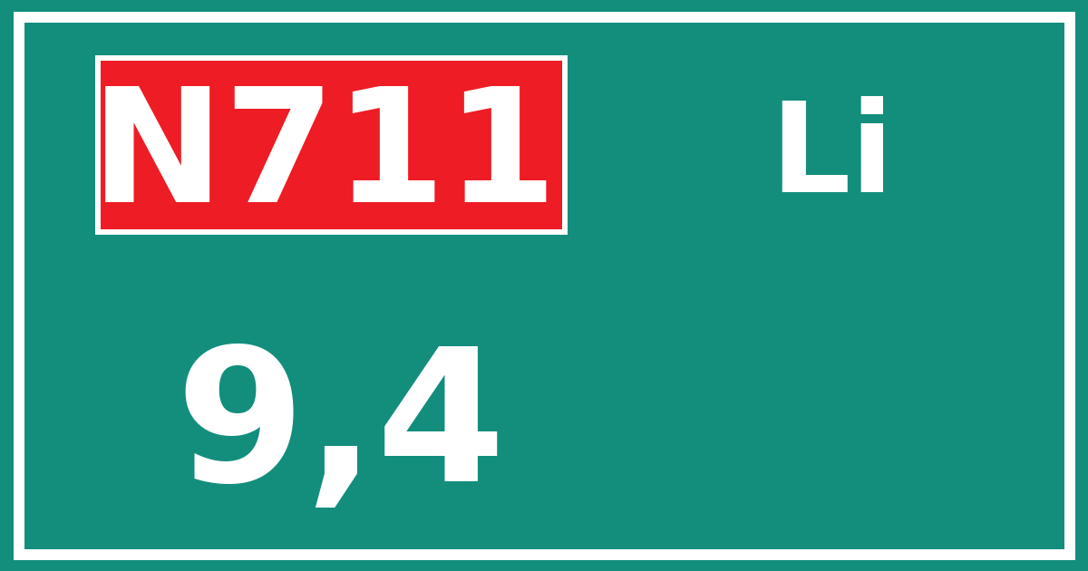 Hectometerbord N711 9,4 zijde Li