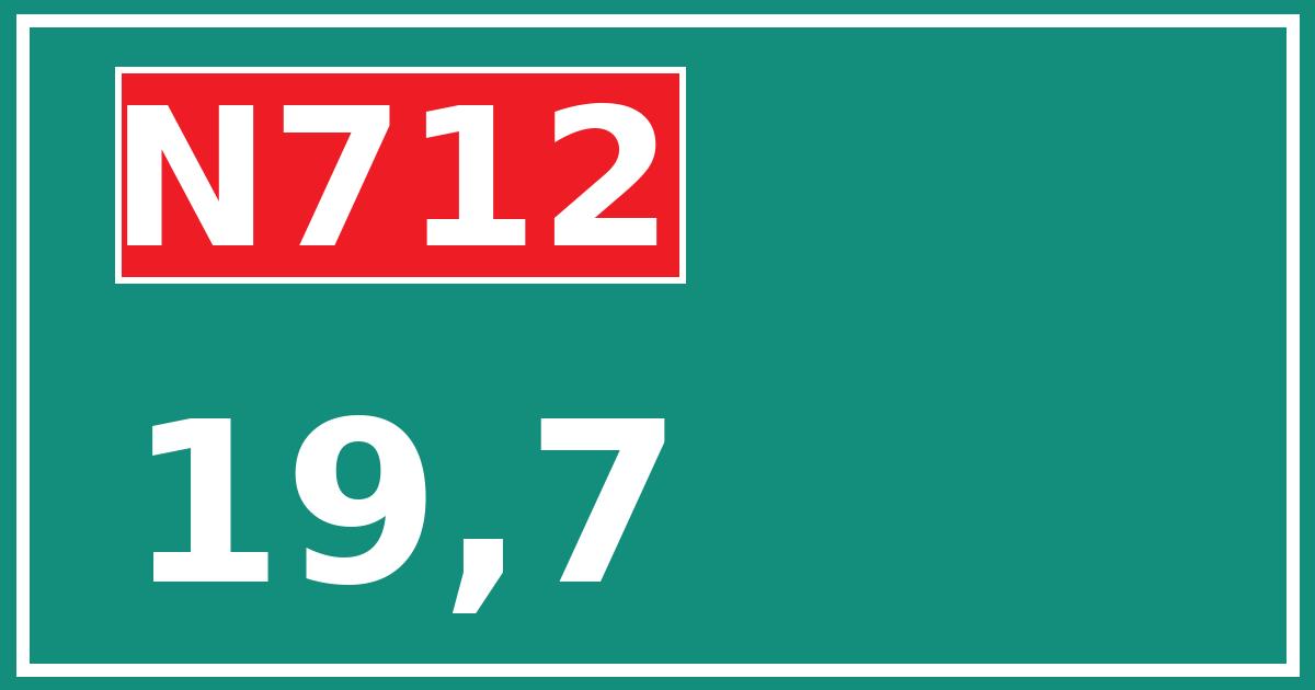 Hectometerbord N712 19,7