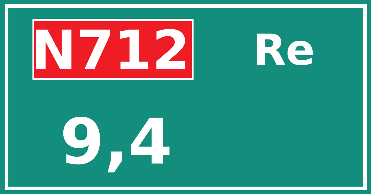 Hectometerbord N712 9,4 zijde Re