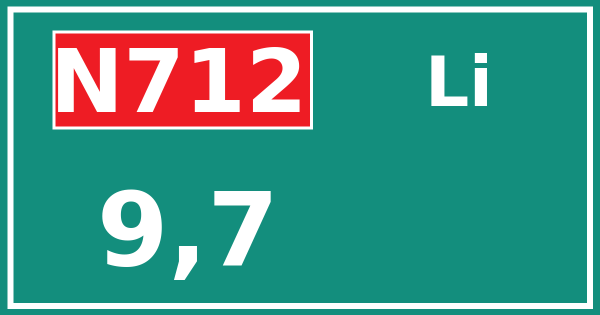 Hectometerbord N712 9,7 zijde Li