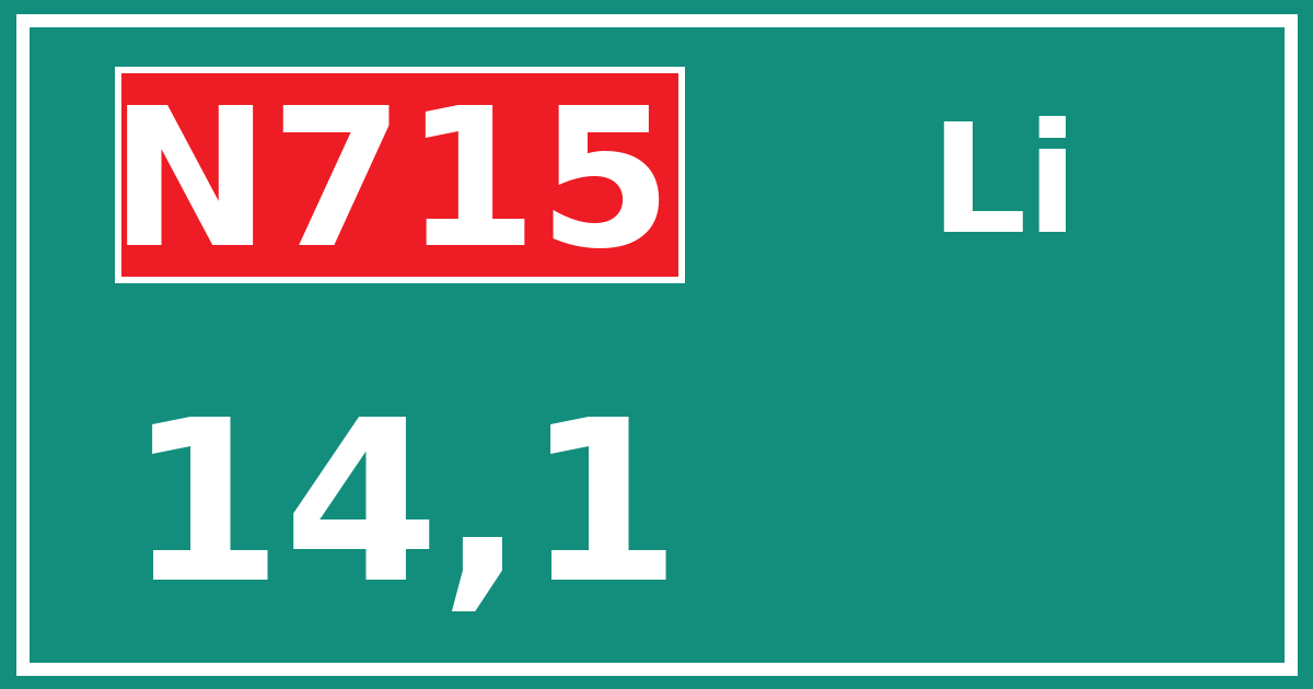 Hectometerbord N715 14,1 zijde Li