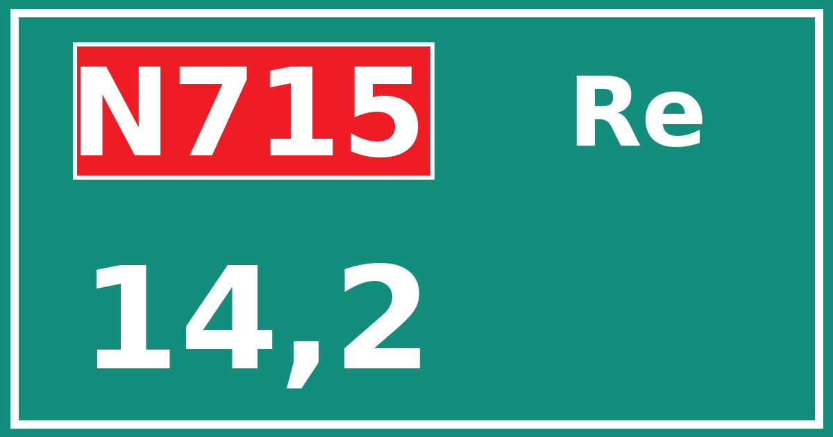 Hectometerbord N715 14,2 zijde Re