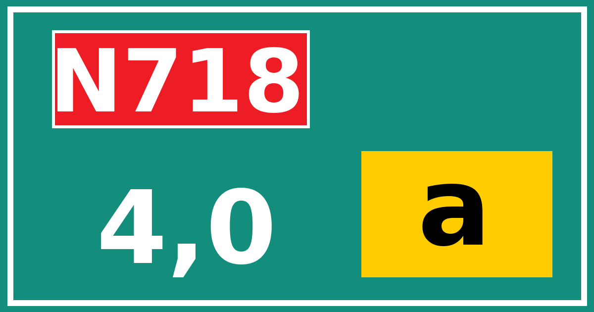 Hectometerbord N718 4,0 letter a