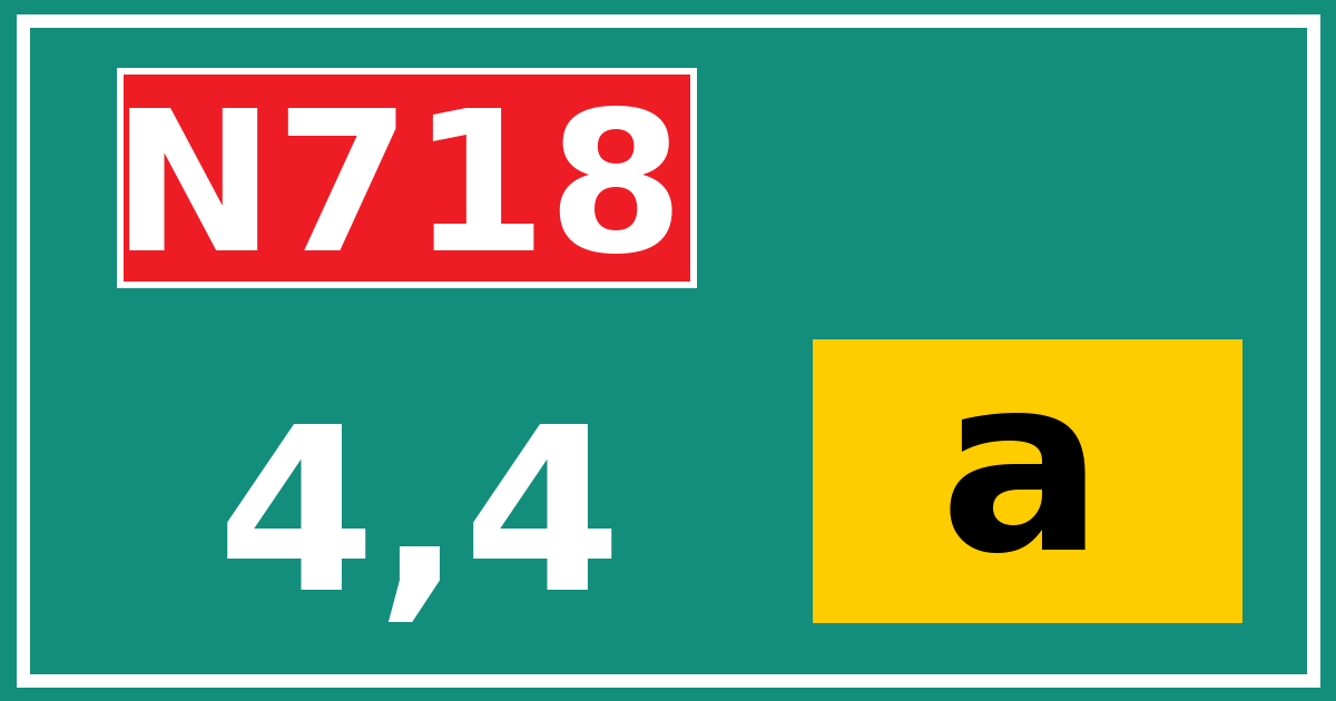 Hectometerbord N718 4,4 letter a