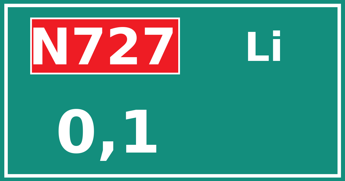 Hectometerbord N727 0,1 zijde Li