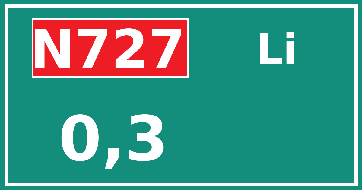 Hectometerbord N727 0,3 zijde Li