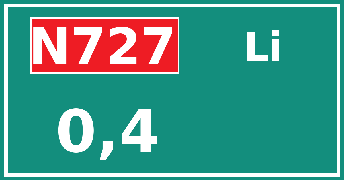 Hectometerbord N727 0,4 zijde Li