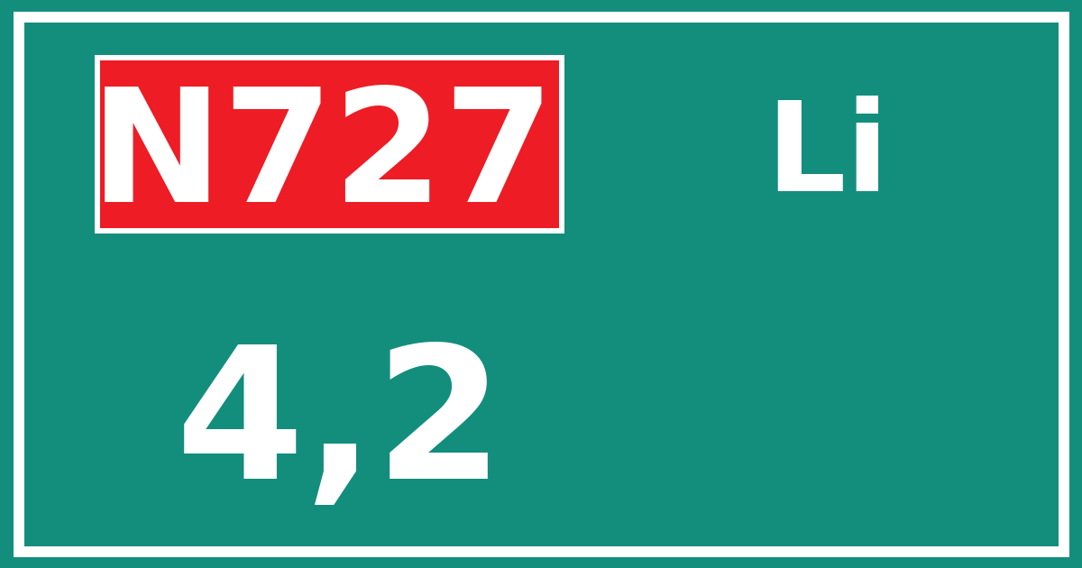 Hectometerbord N727 4,2 zijde Li