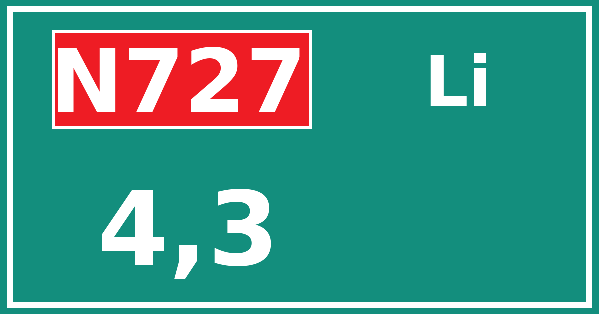 Hectometerbord N727 4,3 zijde Li