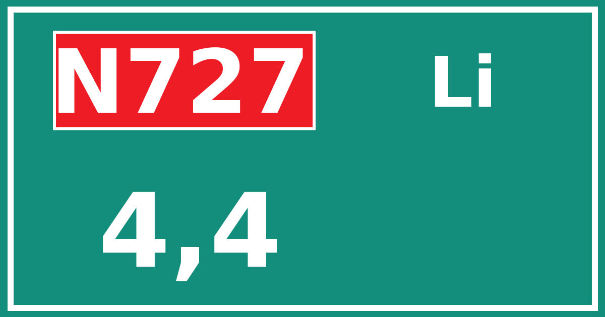 Hectometerbord N727 4,4 zijde Li