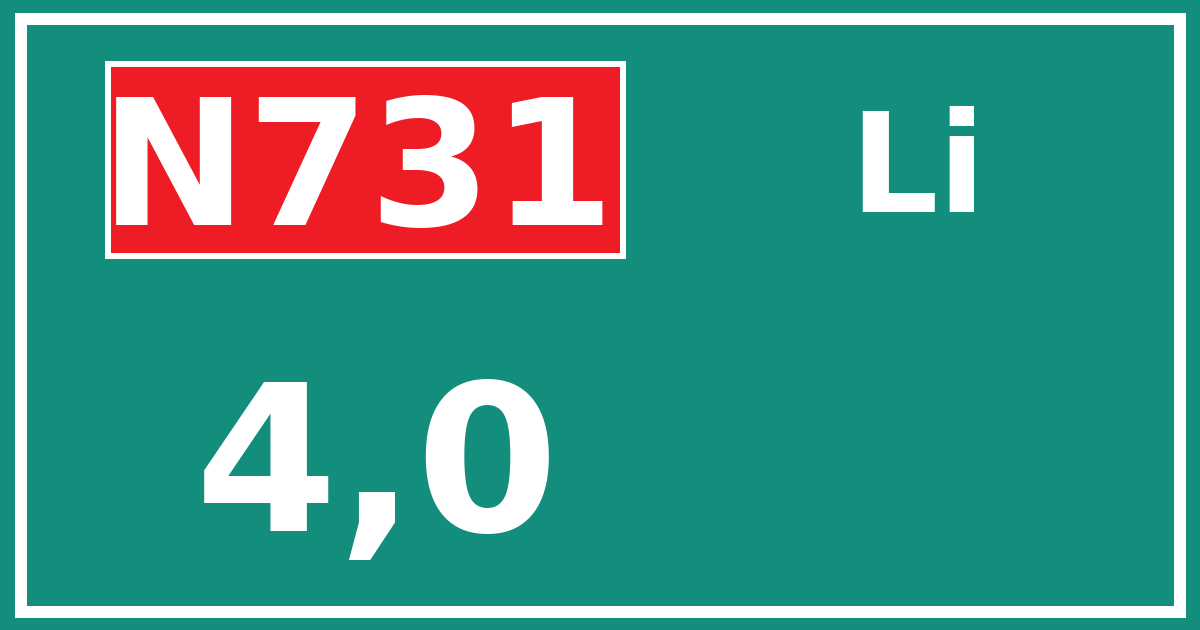 Hectometerbord N731 4,0 zijde Li