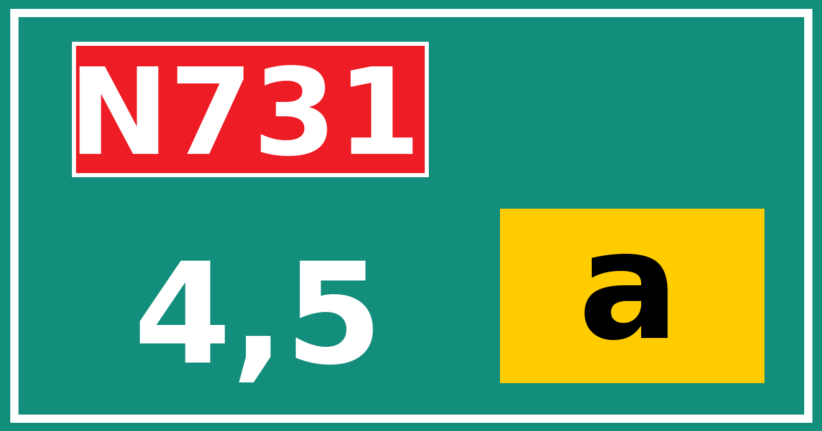 Hectometerbord N731 4,5 letter a