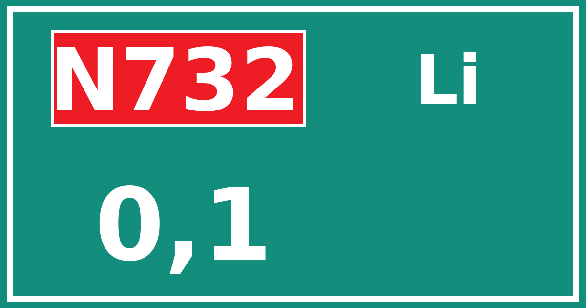 Hectometerbord N732 0,1 zijde Li