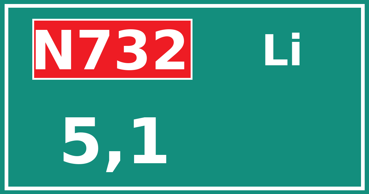 Hectometerbord N732 5,1 zijde Li