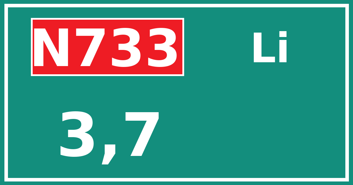 Hectometerbord N733 3,7 zijde Li