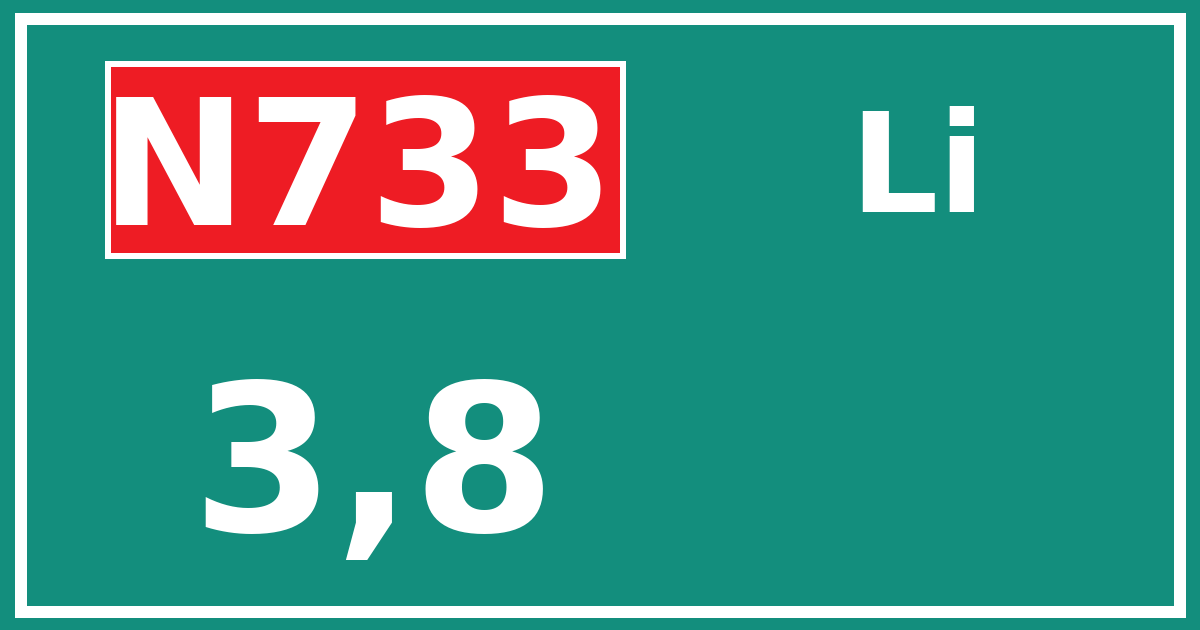 Hectometerbord N733 3,8 zijde Li
