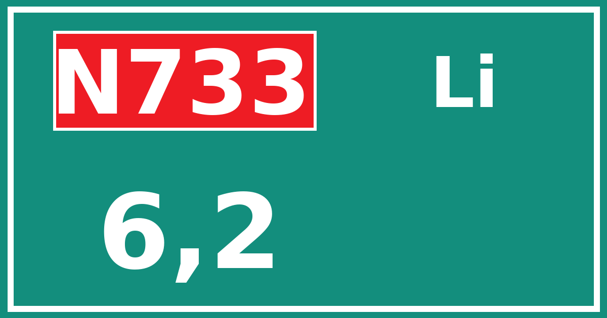 Hectometerbord N733 6,2 zijde Li