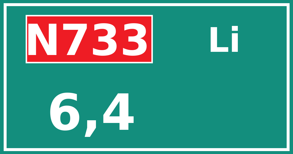 Hectometerbord N733 6,4 zijde Li