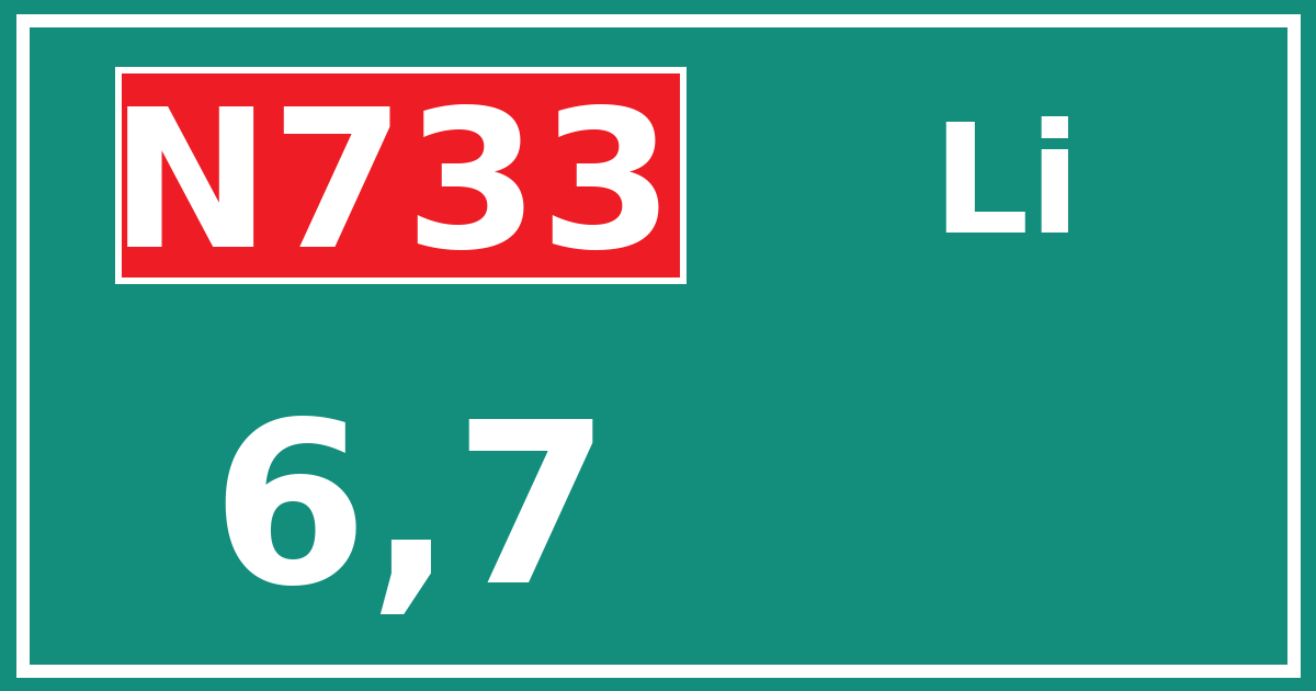 Hectometerbord N733 6,7 zijde Li