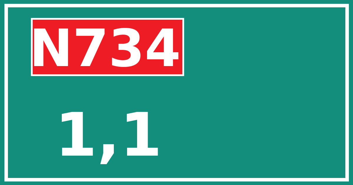 Hectometerbord N734 1,1