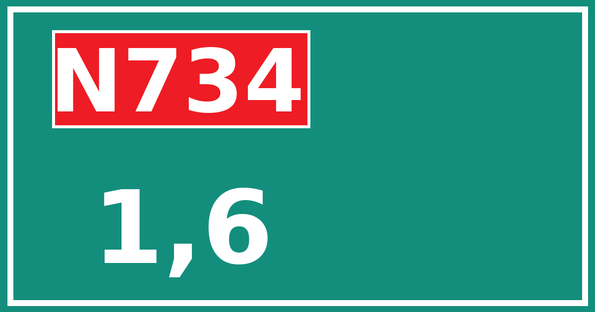Hectometerbord N734 1,6
