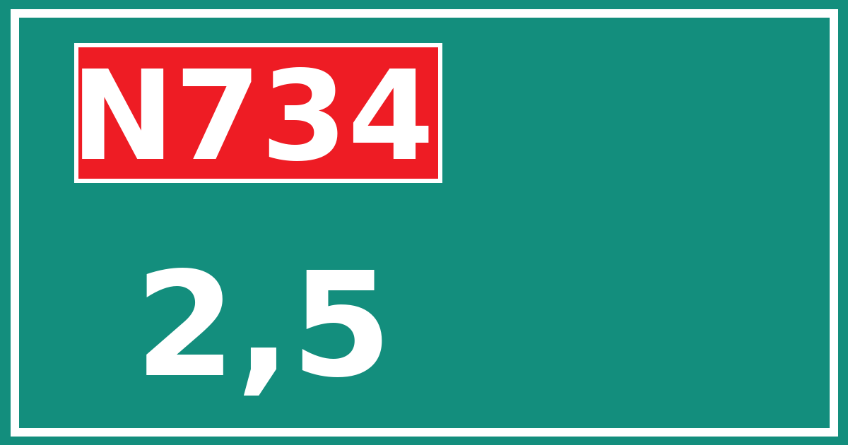 Hectometerbord N734 2,5