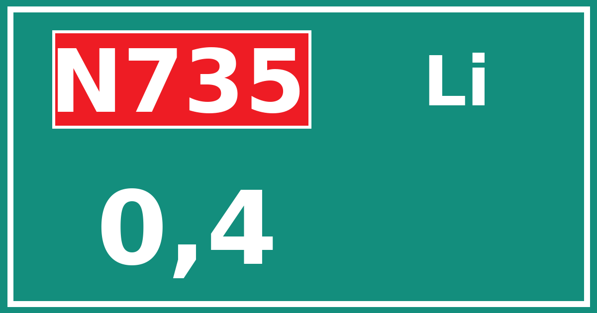 Hectometerbord N735 0,4 zijde Li
