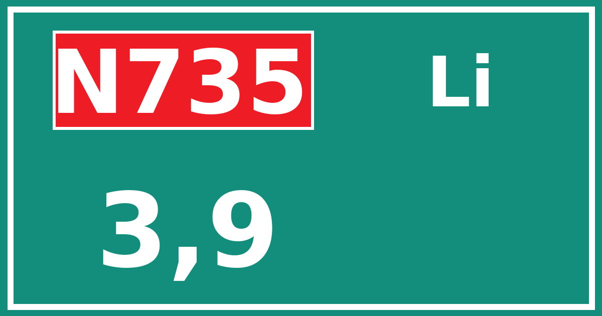 Hectometerbord N735 3,9 zijde Li
