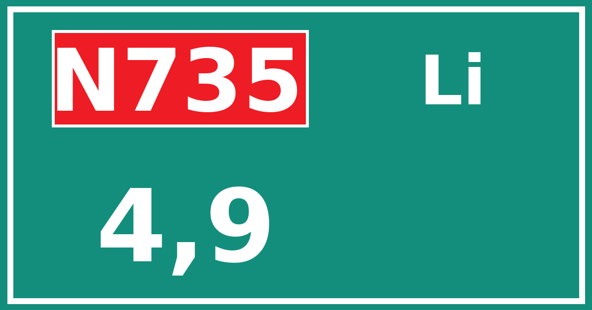 Hectometerbord N735 4,9 zijde Li