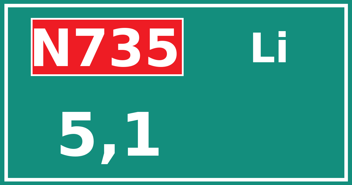 Hectometerbord N735 5,1 zijde Li