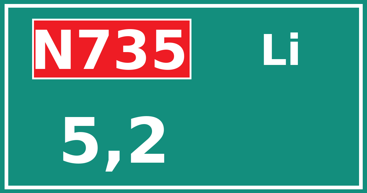 Hectometerbord N735 5,2 zijde Li