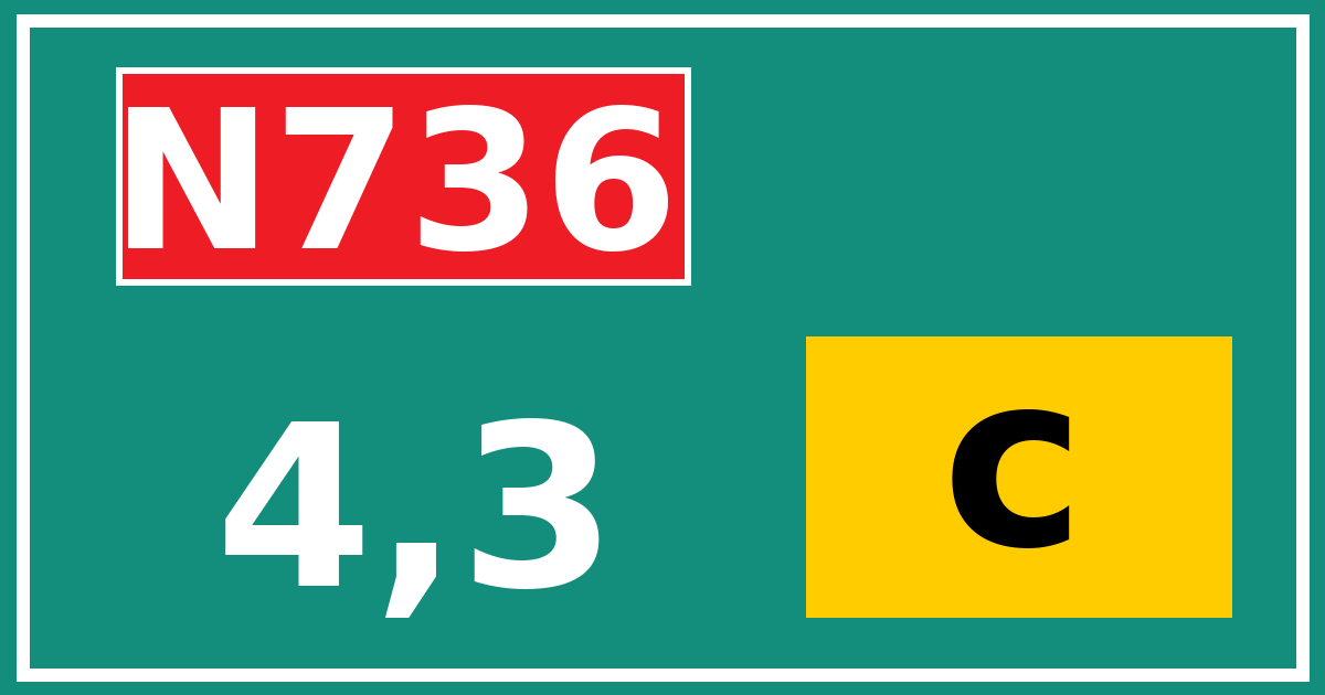 Hectometerbord N736 4,3 letter c