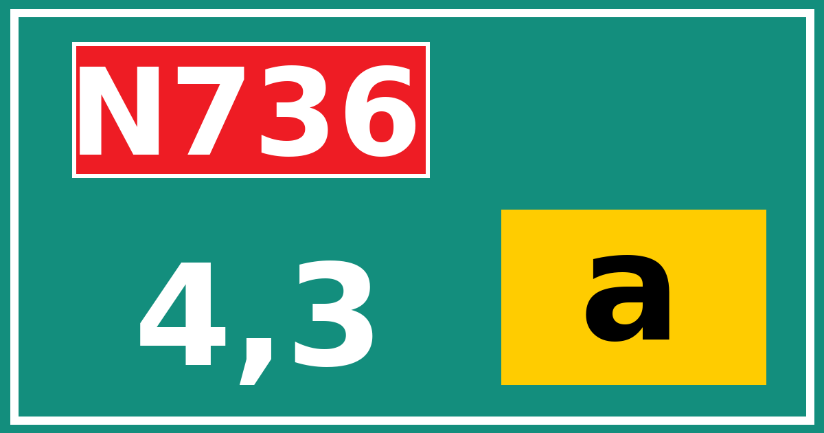 Hectometerbord N736 4,3 letter a