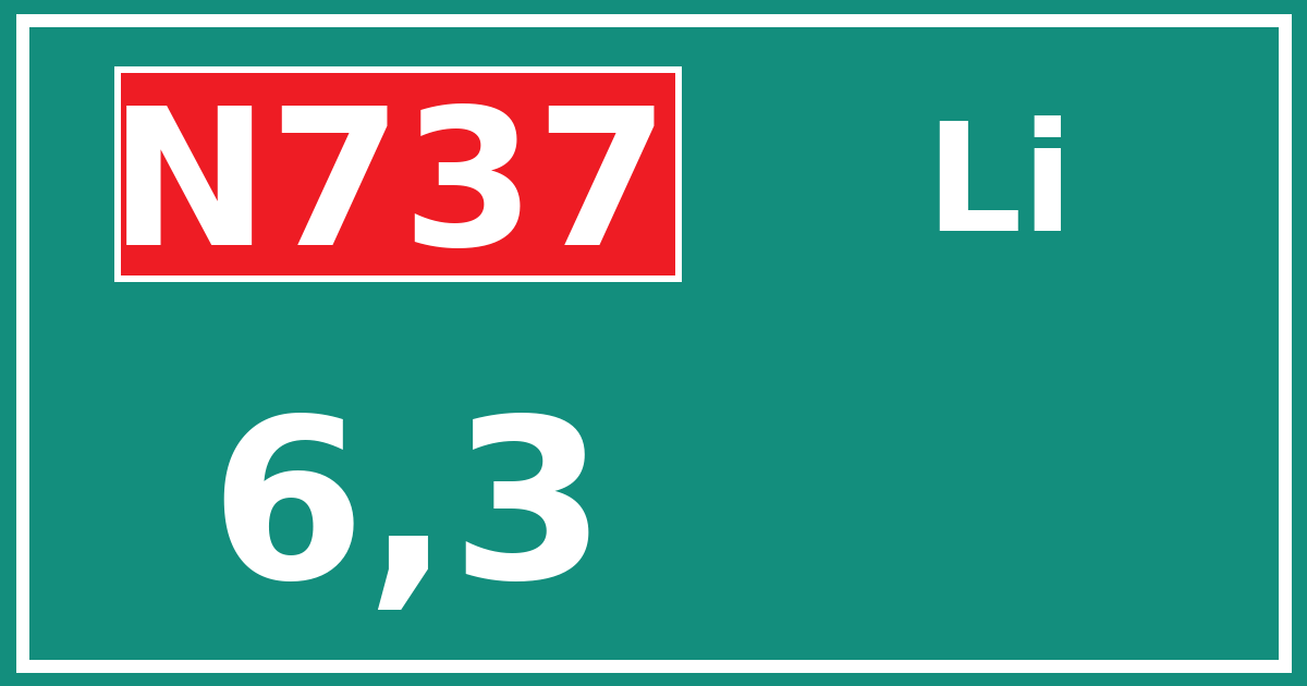 Hectometerbord N737 6,3 zijde Li