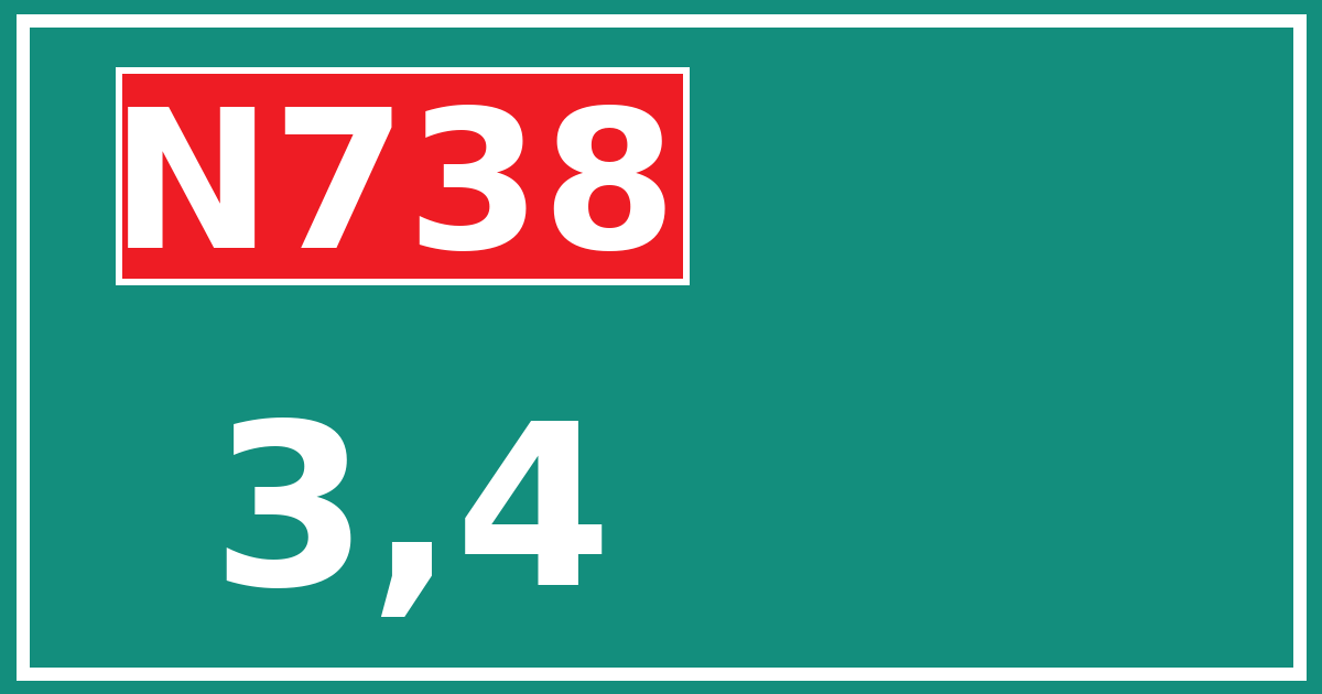 Hectometerbord N738 3,4