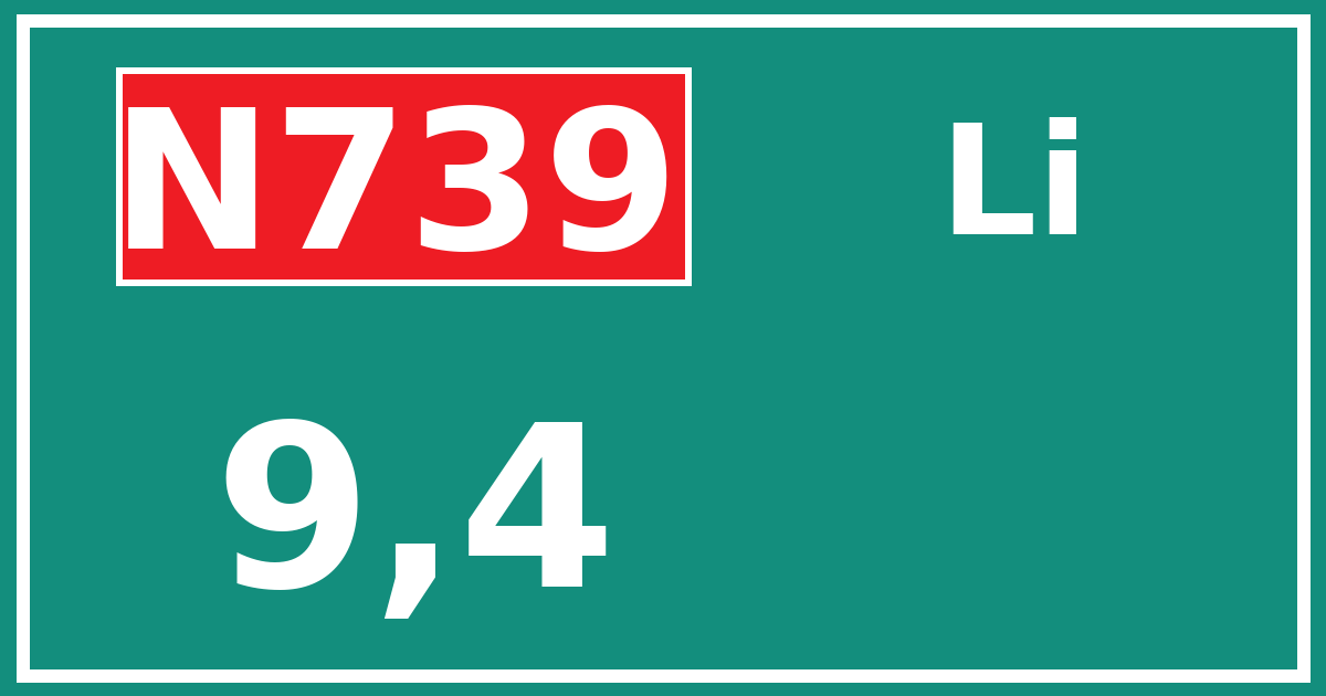 Hectometerbord N739 9,4 zijde Li