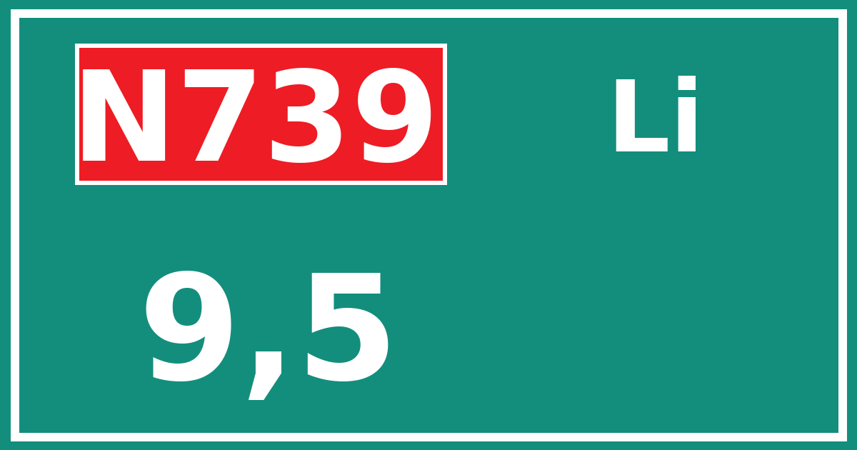 Hectometerbord N739 9,5 zijde Li