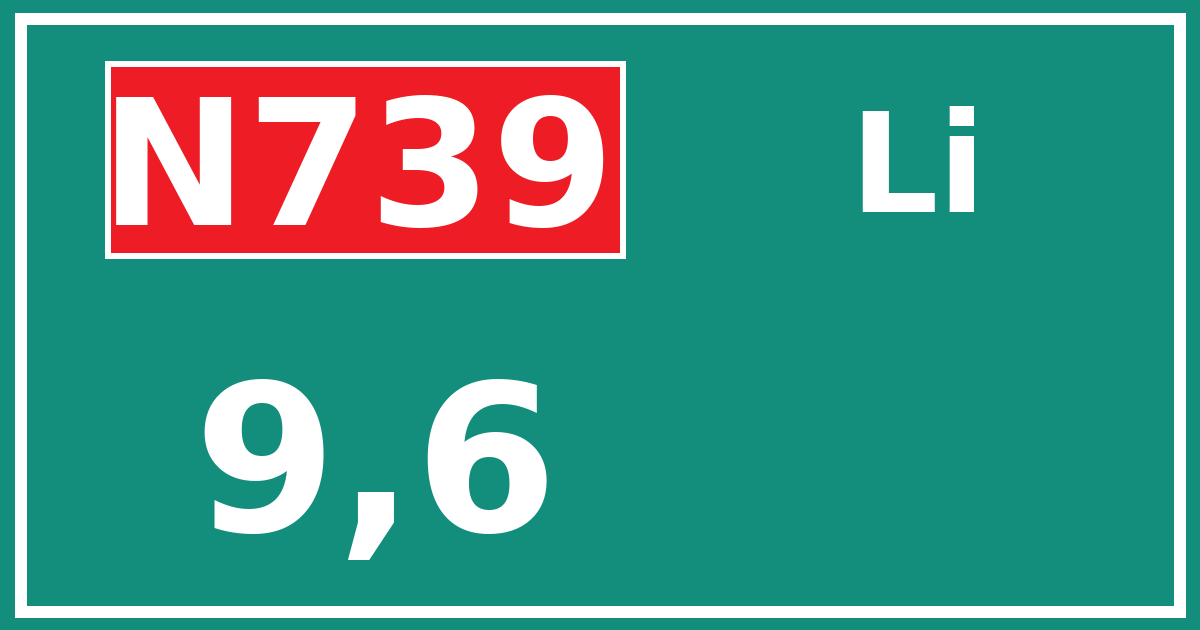 Hectometerbord N739 9,6 zijde Li