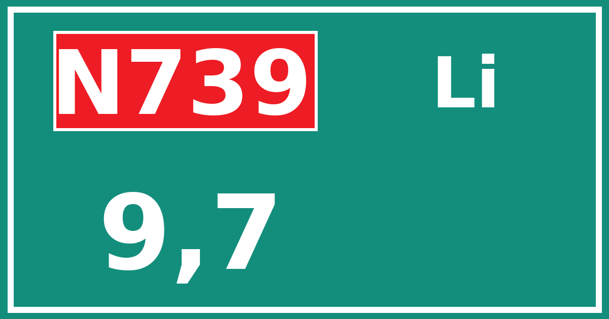 Hectometerbord N739 9,7 zijde Li