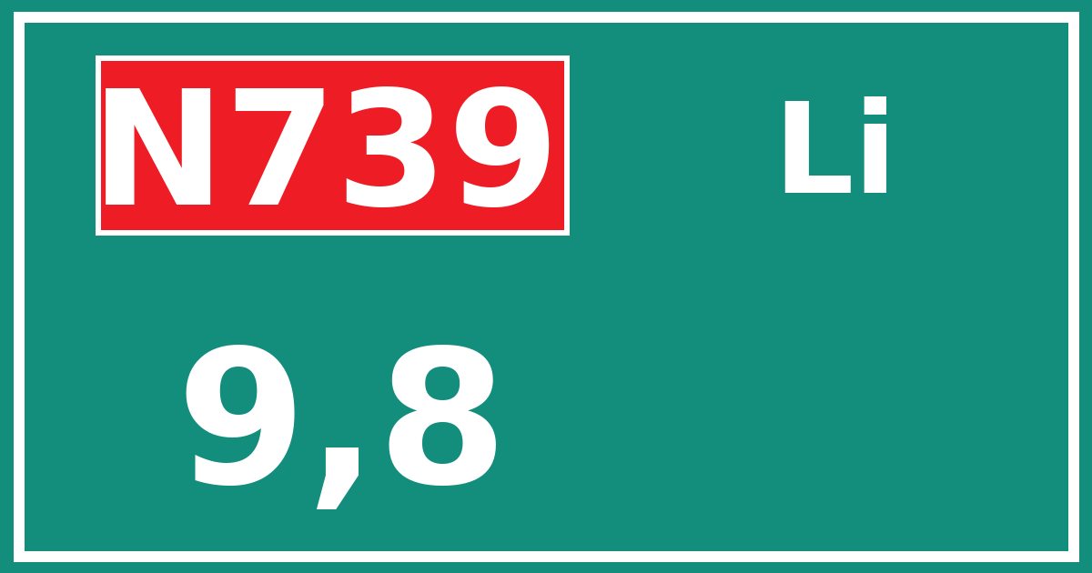 Hectometerbord N739 9,8 zijde Li
