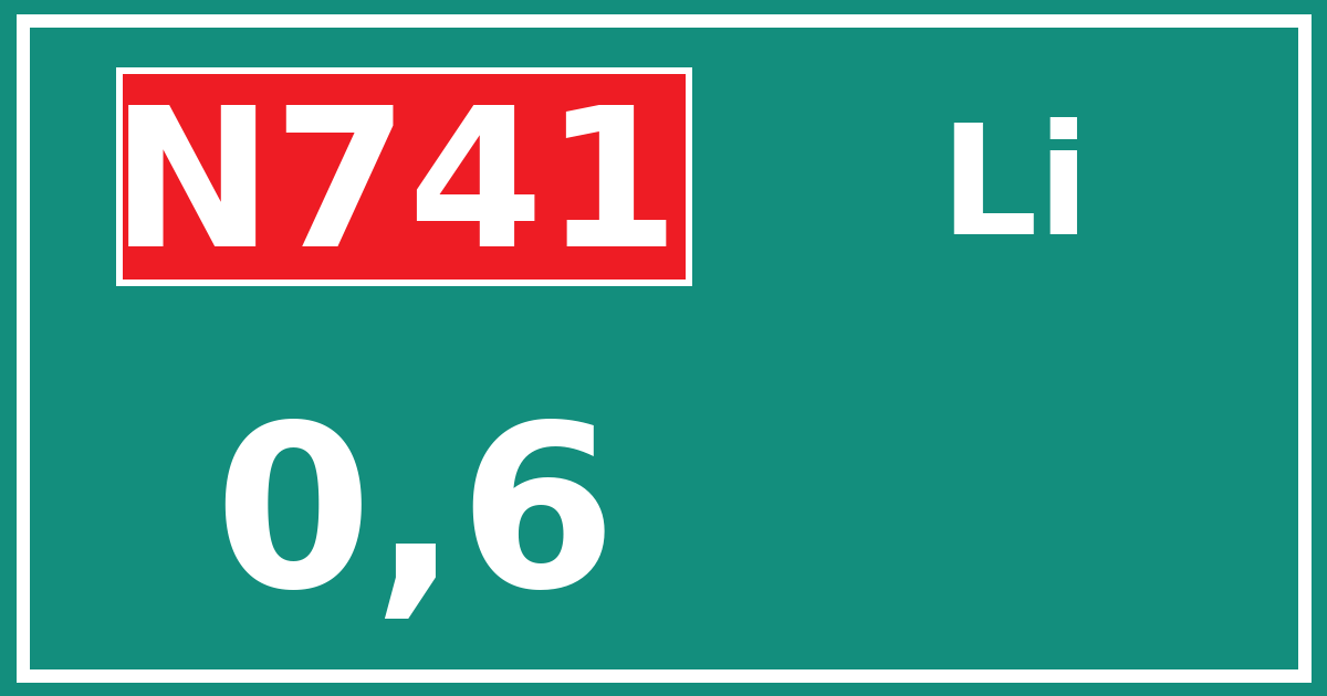 Hectometerbord N741 0,6 zijde Li