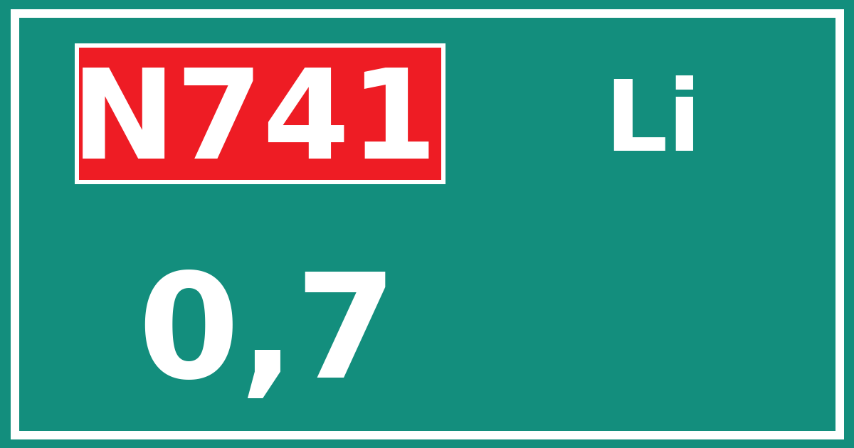 Hectometerbord N741 0,7 zijde Li