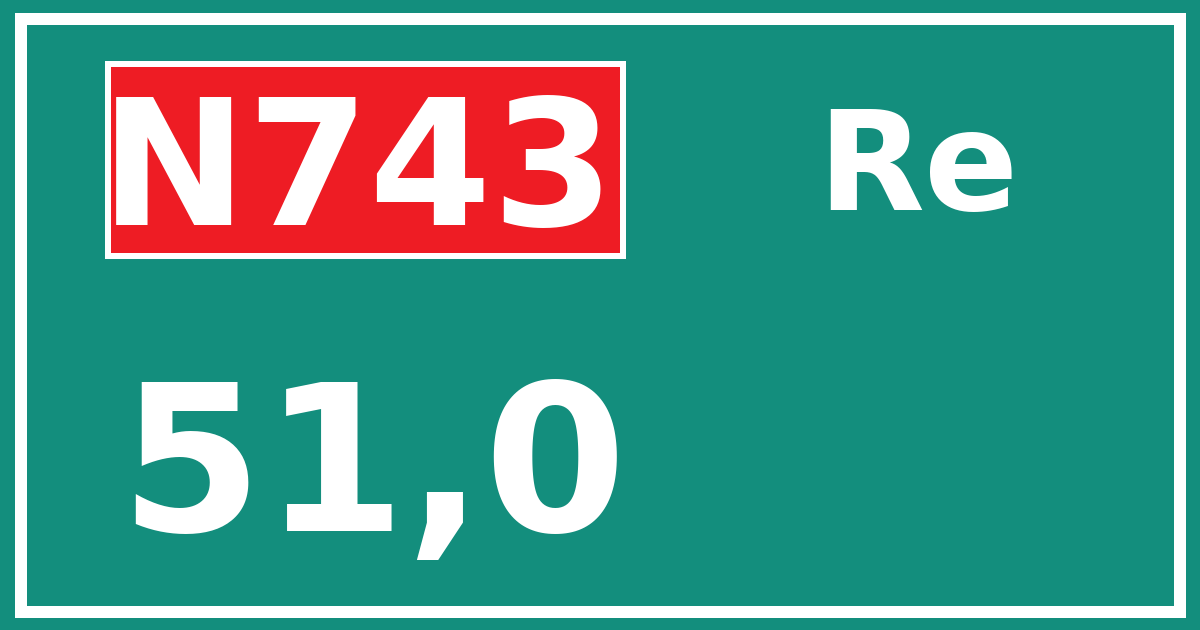 Hectometerbord N743 51,0 zijde Re