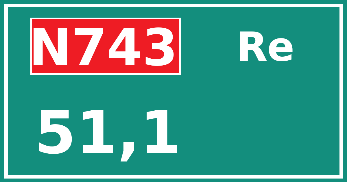 Hectometerbord N743 51,1 zijde Re