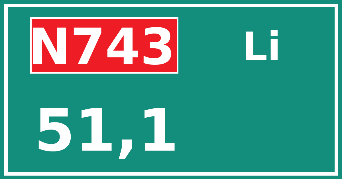 Hectometerbord N743 51,1 zijde Li