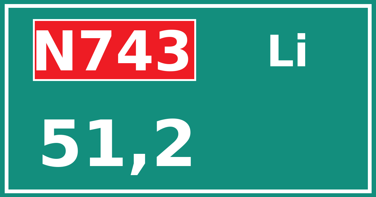 Hectometerbord N743 51,2 zijde Li