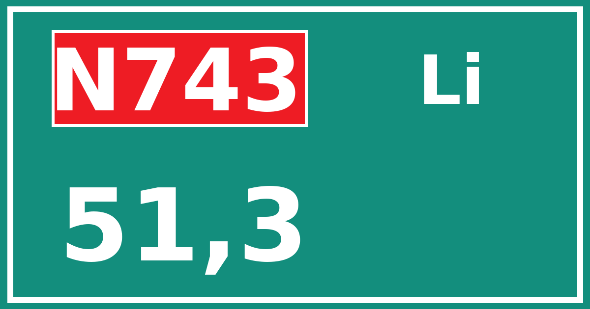 Hectometerbord N743 51,3 zijde Li