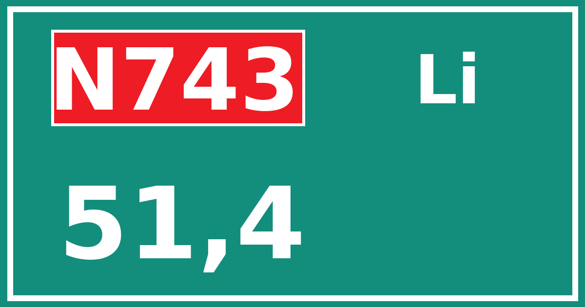 Hectometerbord N743 51,4 zijde Li