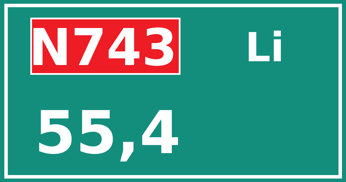 Hectometerbord N743 55,4 zijde Li